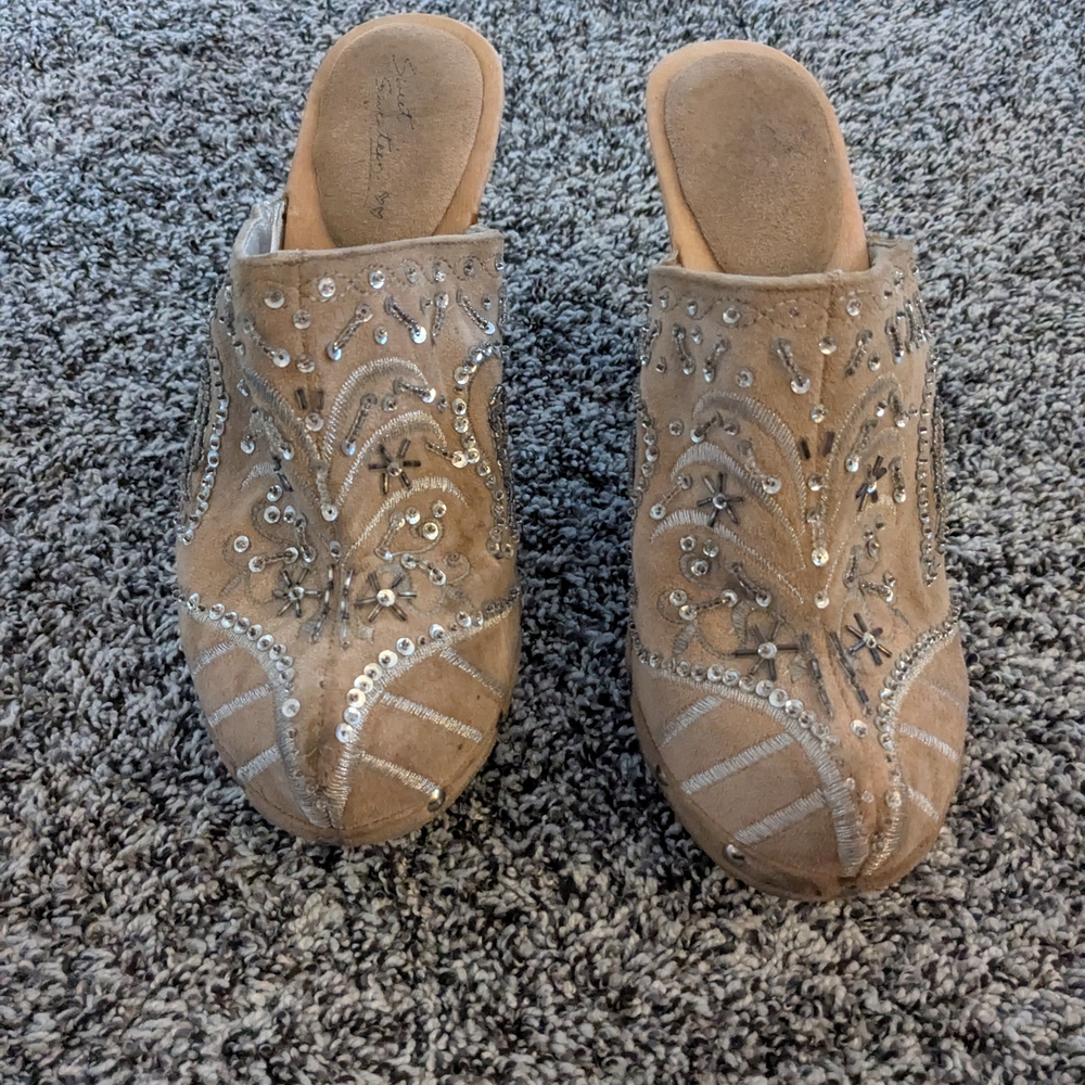 Embellished Tan Mules
